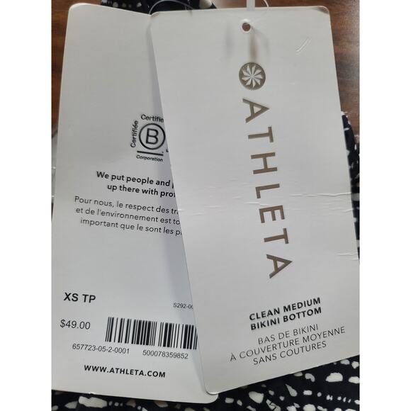 NWT Athleta clean medium swim bottom - XS - Rice Pearls Black - XS - Picture 3 of 4